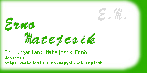 erno matejcsik business card